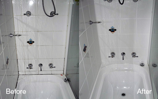before and after shower cleaning